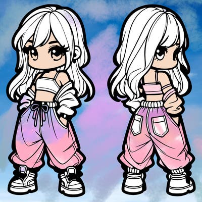 girl in crop top and baggy pants