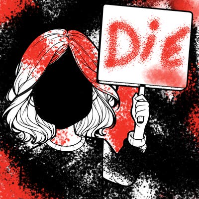 realistic girl holding up a sign