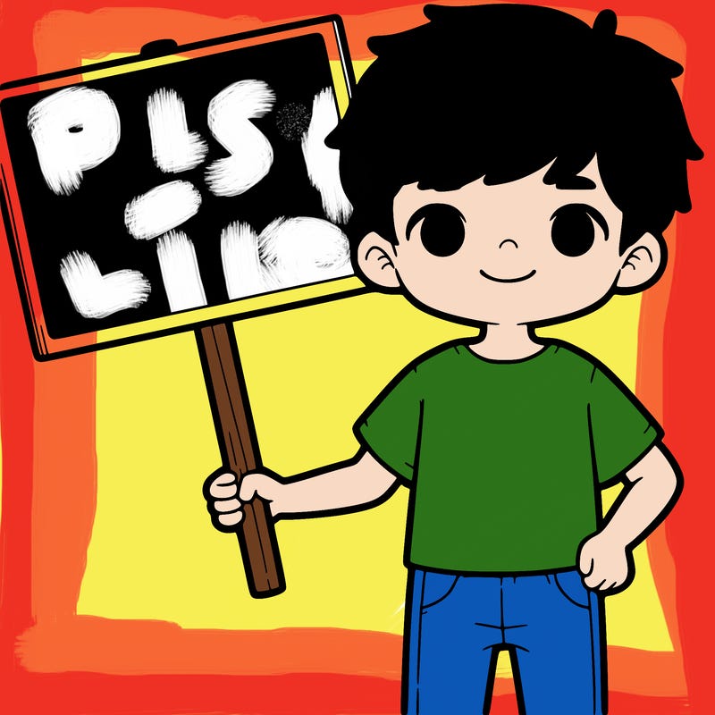 a boy holding a blank sign