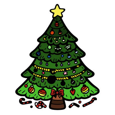 christmas tree with lots of details