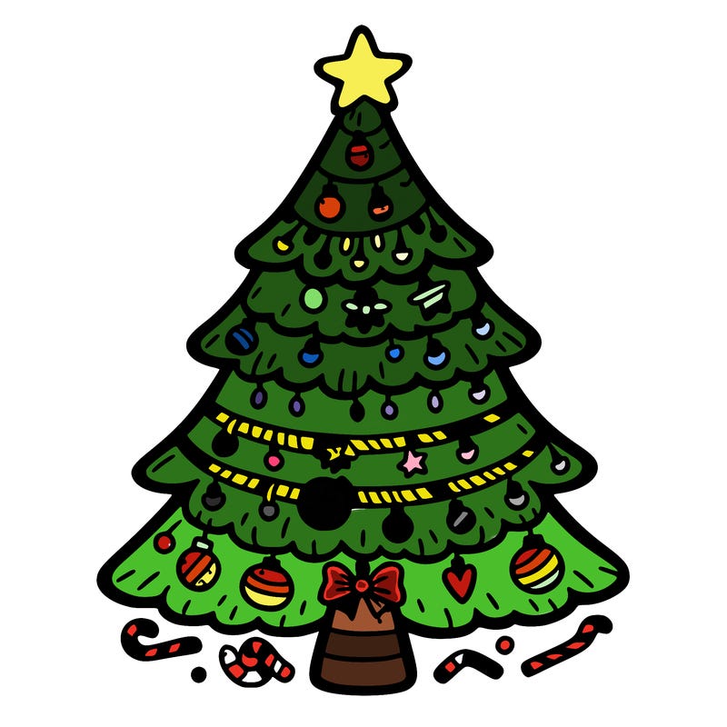 christmas tree with lots of details