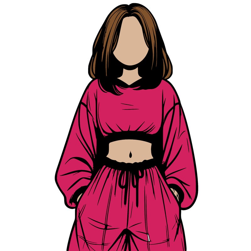 realistic girl faceless with baggy pants and a crop top