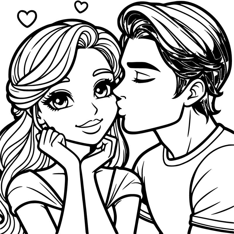 a beautiful girl kissing a handsome man