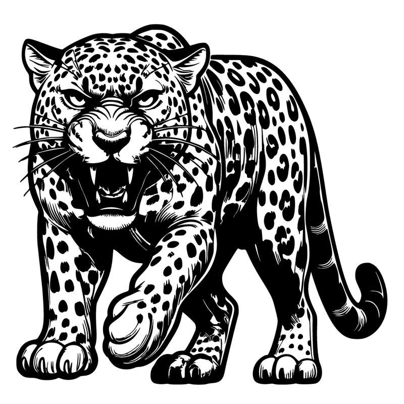 a realistic growling leopard