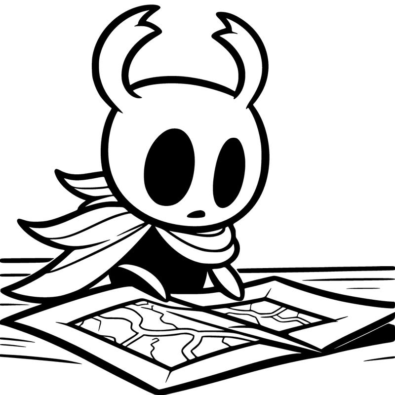 has a hornet de hollow knight viendo un mapa