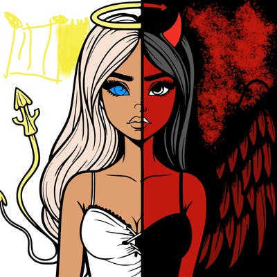 devil vs angel realistic girl