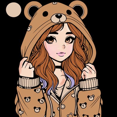realistic girl in a animal pjs hoodie