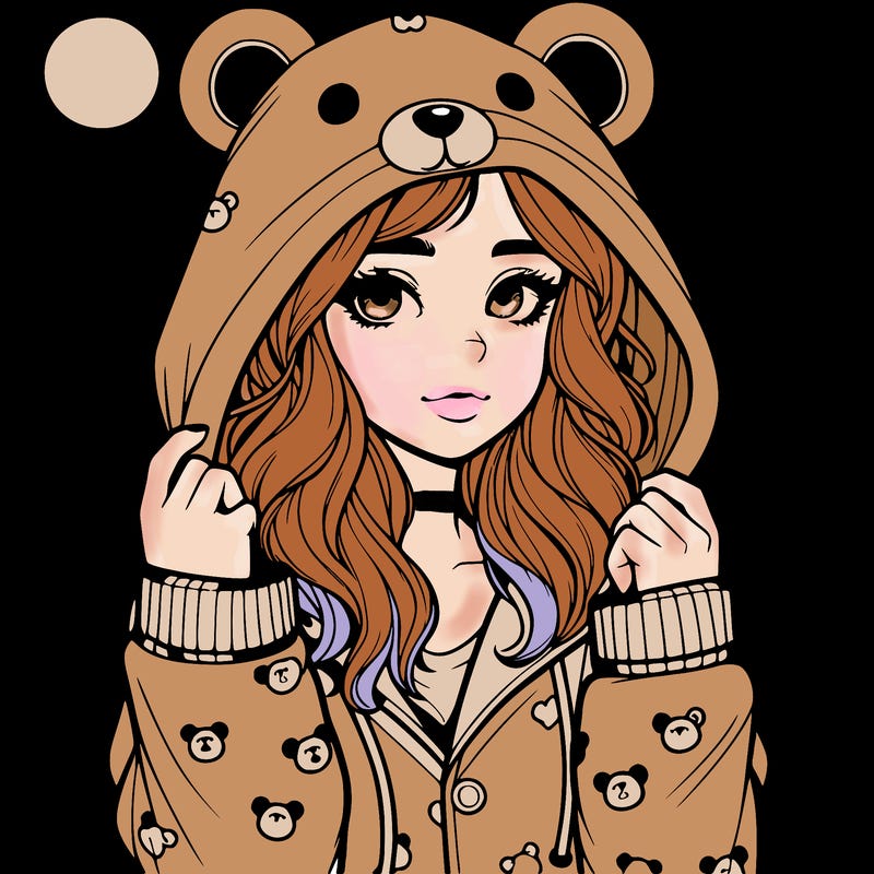realistic girl in a animal pjs hoodie