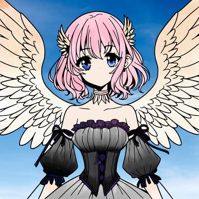 manga woman with large wings