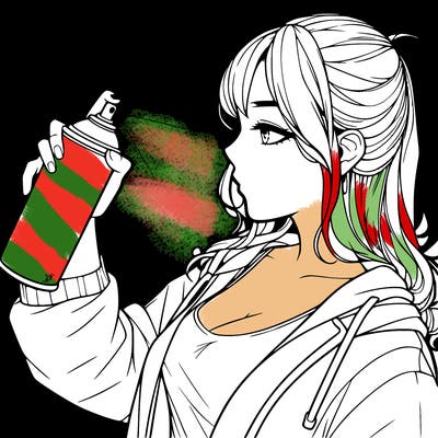 a realistic girl spray, painting