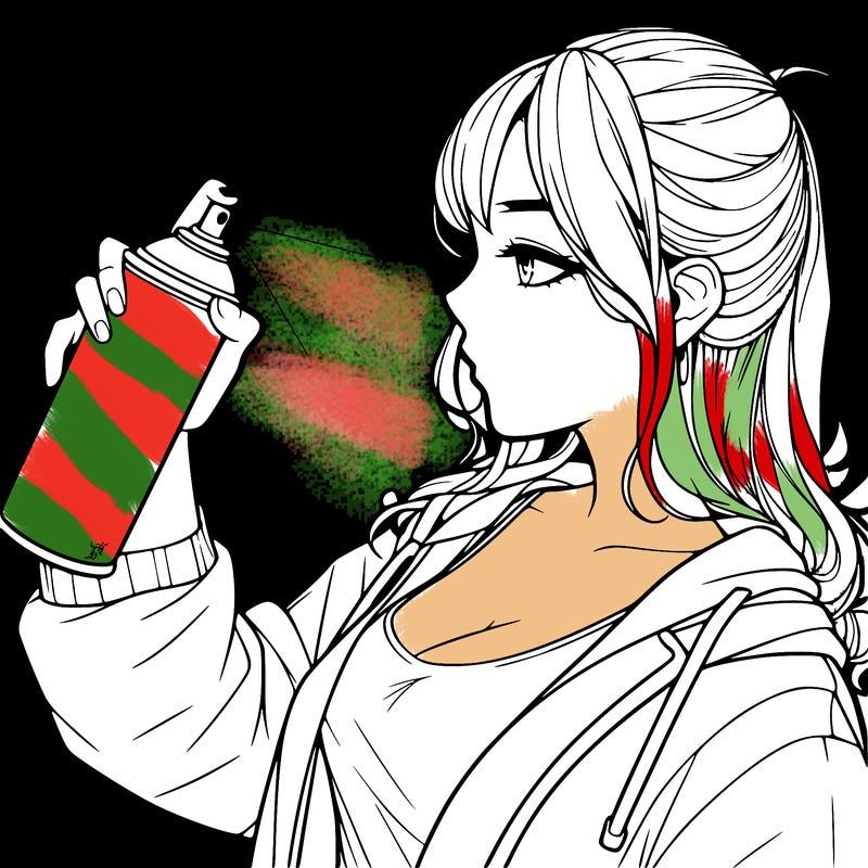 a realistic girl spray, painting