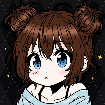 a manga girl with messy small buns