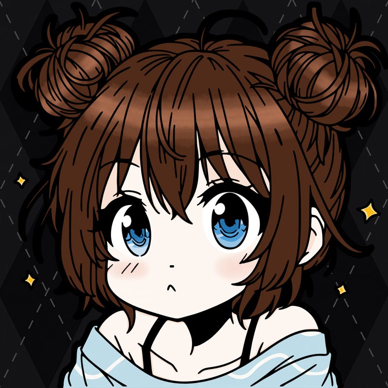 a manga girl with messy small buns