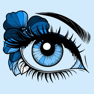 realistic eye with flower