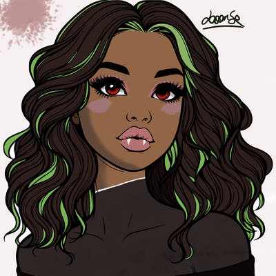 realistic girl with wavy hair and lips