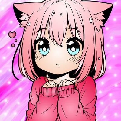 shy anime catgirl