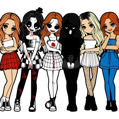 a group of girls realistic