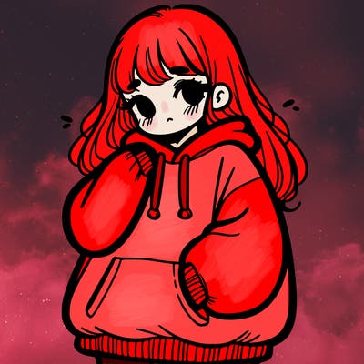 girl wearing an oversive sweatshirt