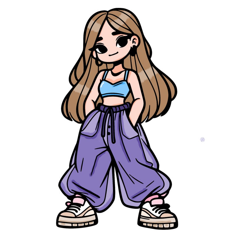 girl in crop top and baggy pants