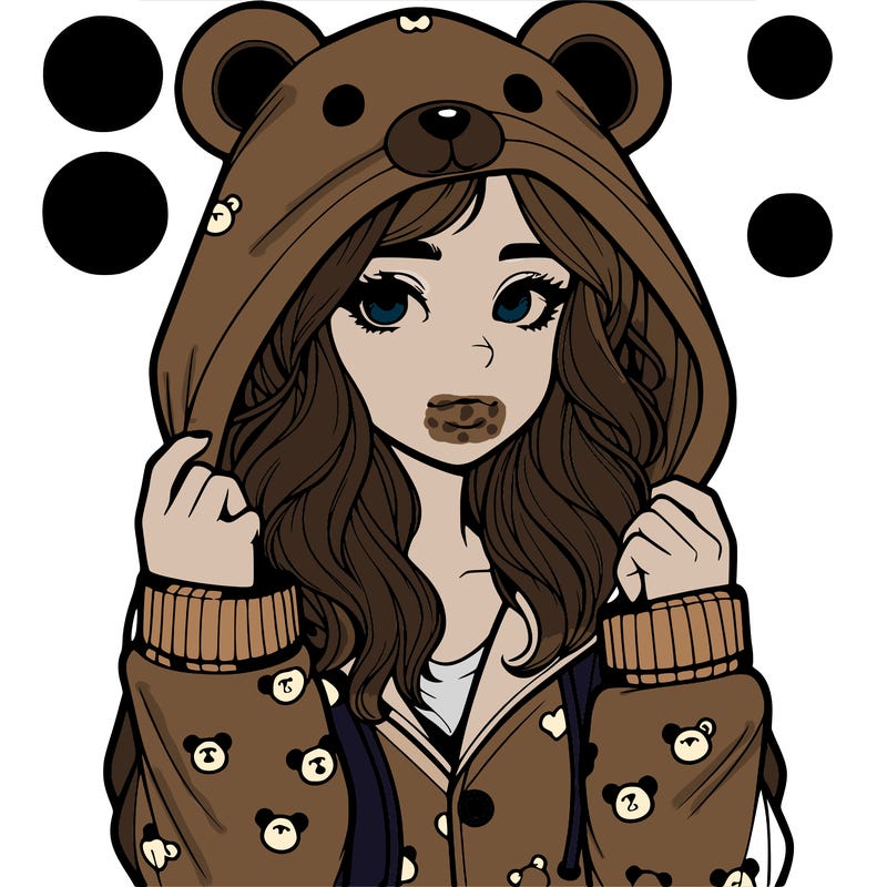 realistic girl in a animal pjs hoodie