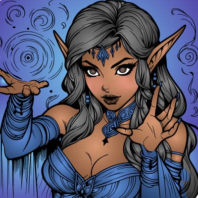 realistic scary beautiful elf sorceress casting spell