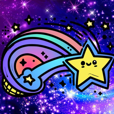 shooting rainbow star