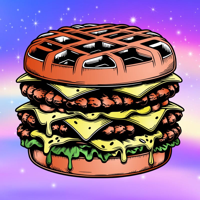 realistic waffle burger