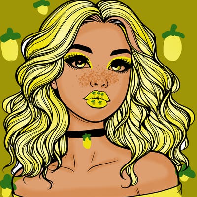 realistic girl with wavy hair and lips