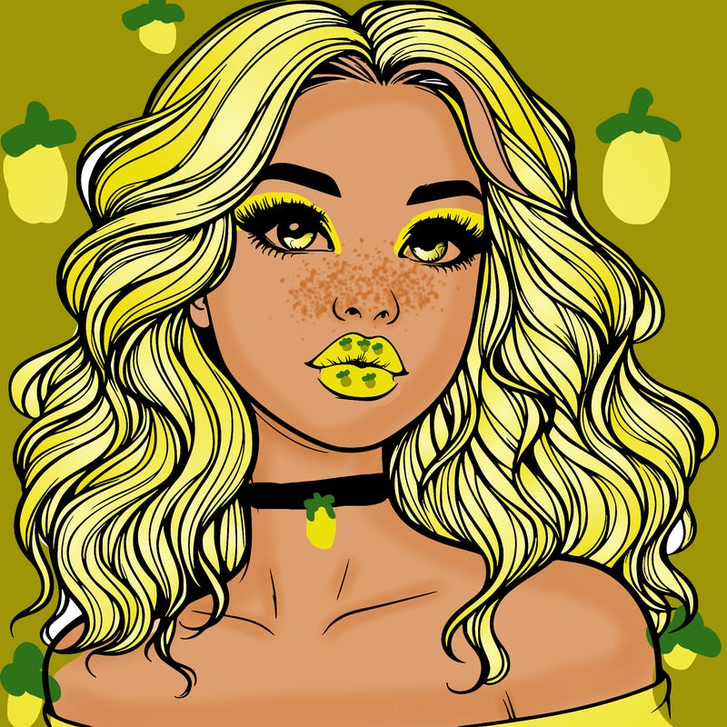 realistic girl with wavy hair and lips