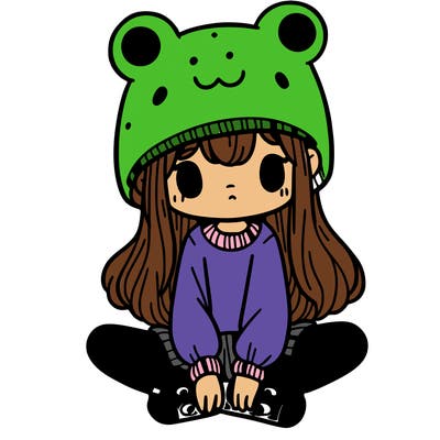 a girl wearing a frog hat and some frog socks