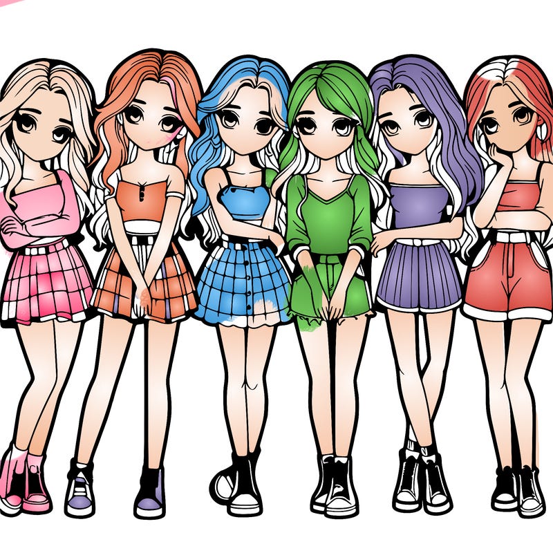 a group of girls realistic