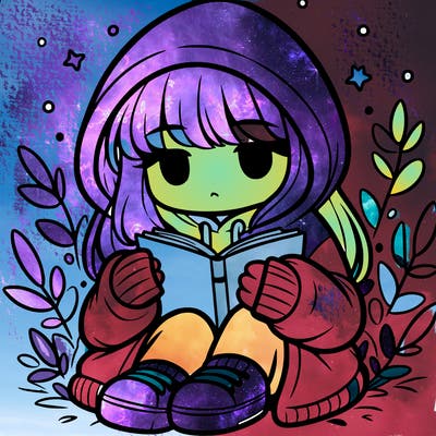 girl in oversized hoodie reading a book