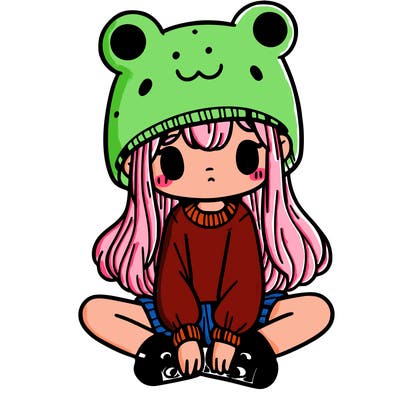 a girl wearing a frog hat and some frog socks