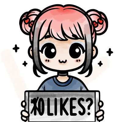 cute girl that is holding a sign that says 10 likes?