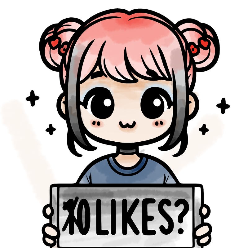 cute girl that is holding a sign that says 10 likes?