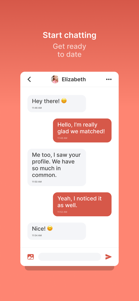 Senior Next Dating App interface showing a chat conversation between two users