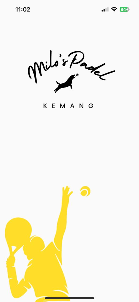 Milos Padel - Milos Padel app splash screen with logo and player silhouette