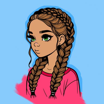 realistic girl with braids