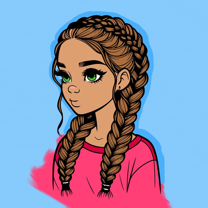 realistic girl with braids