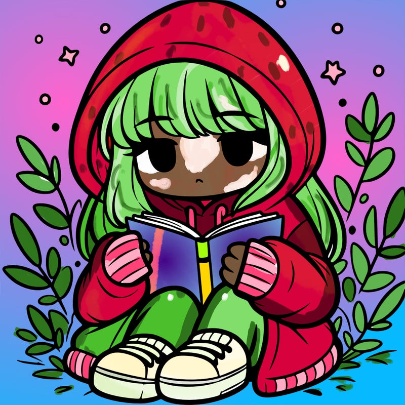 girl in oversized hoodie reading a book