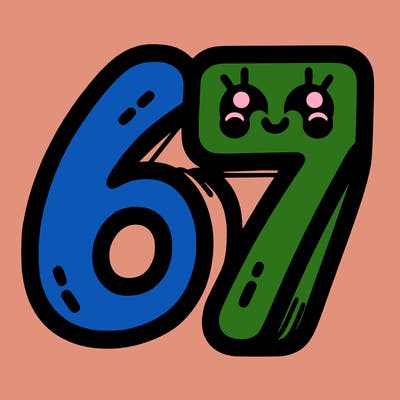 the numbers 67