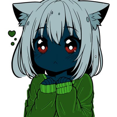 shy anime catgirl