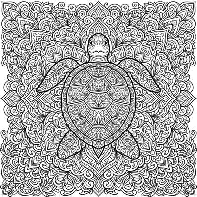 Unleash your creativity with this stunning turtle mandala coloring page, designed with intricate details that mesmerize. Perfect for teens seeking a relaxing yet engaging artistic challenge to explore their inner calm.