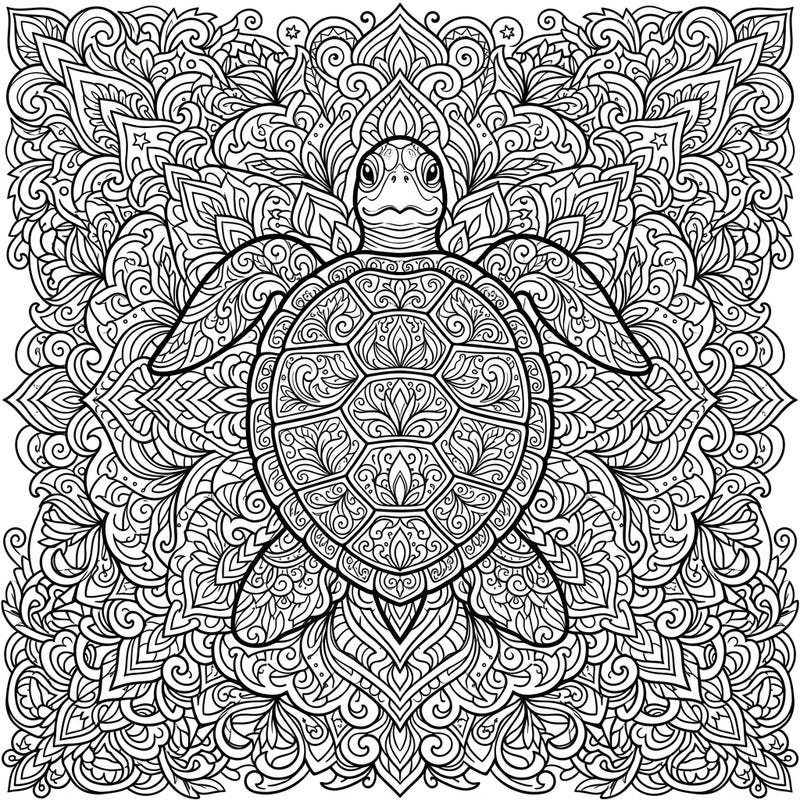 Unleash your creativity with this stunning turtle mandala coloring page, designed with intricate details that mesmerize. Perfect for teens seeking a relaxing yet engaging artistic challenge to explore their inner calm.