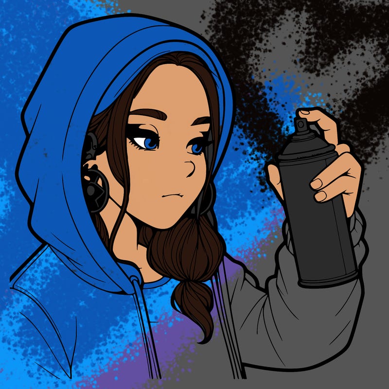 a realistic girl, spray painting