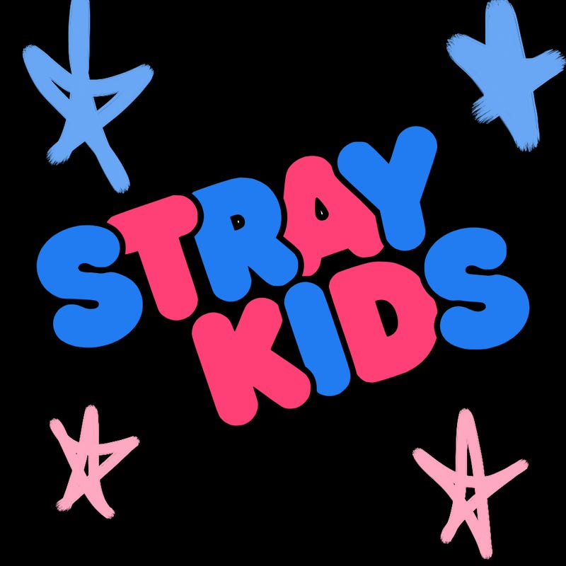 bubble letters saying stray kids