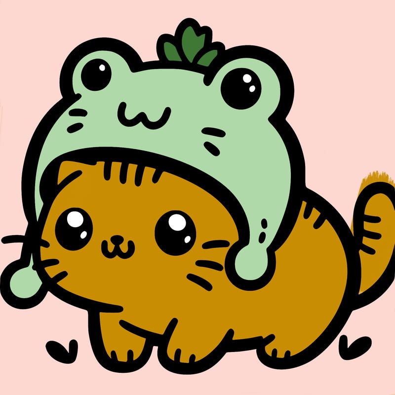 cute cat with frog hat