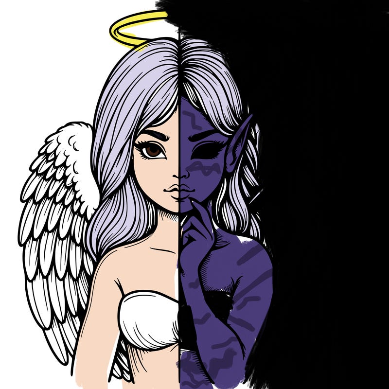 realistic angel half demon