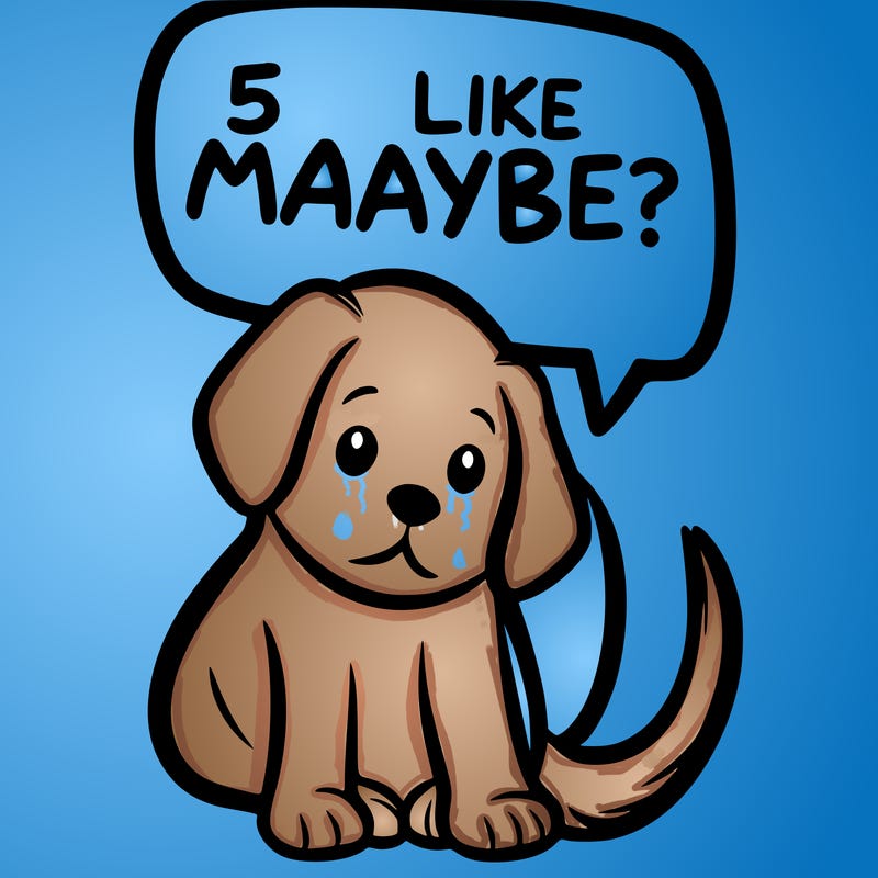 a puppy that says 5 like maybe