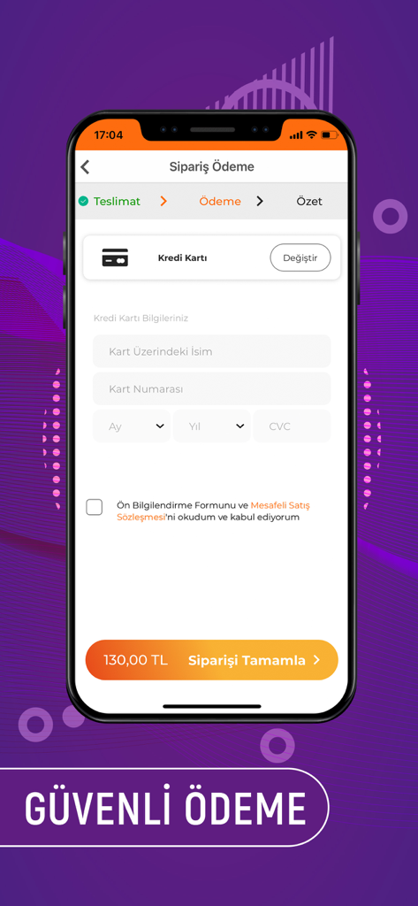 Secure checkout screen in the Ozdilekteyim mobile shopping app.